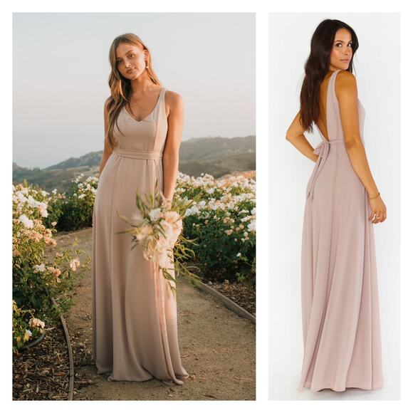 Show Me Your Mumu Jenn Beige V-Neck Sleeveless Maxi Dress size Medium #9061 - Picture 2 of 16